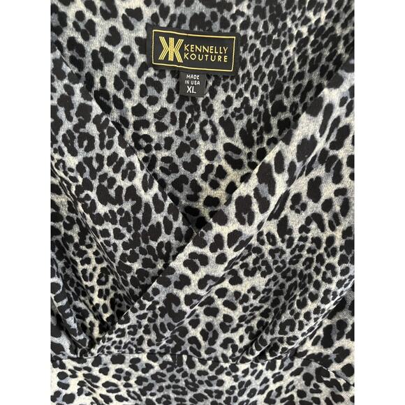 Vintage Y2K Babydoll Women XL Dress Mini Leopard Print VNeck Boho - Picture 2 of 8